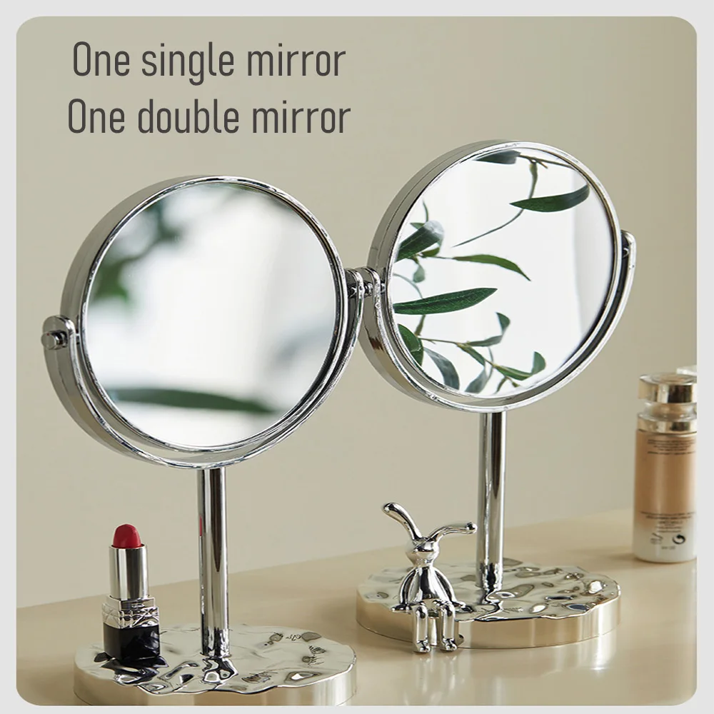 Makeup Mirror,Magnifying Mirror 1/2X Magnification, Large Table top Two-Sided Swivel Vanity Mirror, Chrome FinishStyle