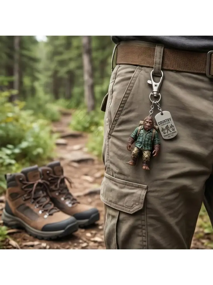 R7UF Explorers Inspired Sasquatches Keychain With 3D Resin Figure And Adventure Themed Charm Delicate Keyrings Adornment