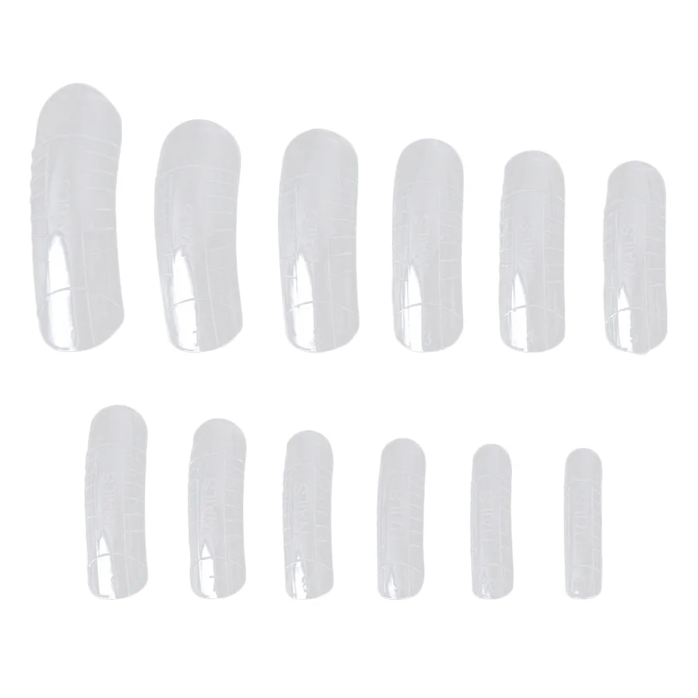 240 Pcs Transparent Scaled Nail Mold Nail Fast Phototherapy Crystal Extended Nail Mold Piece for Nail Salon (12 Size)