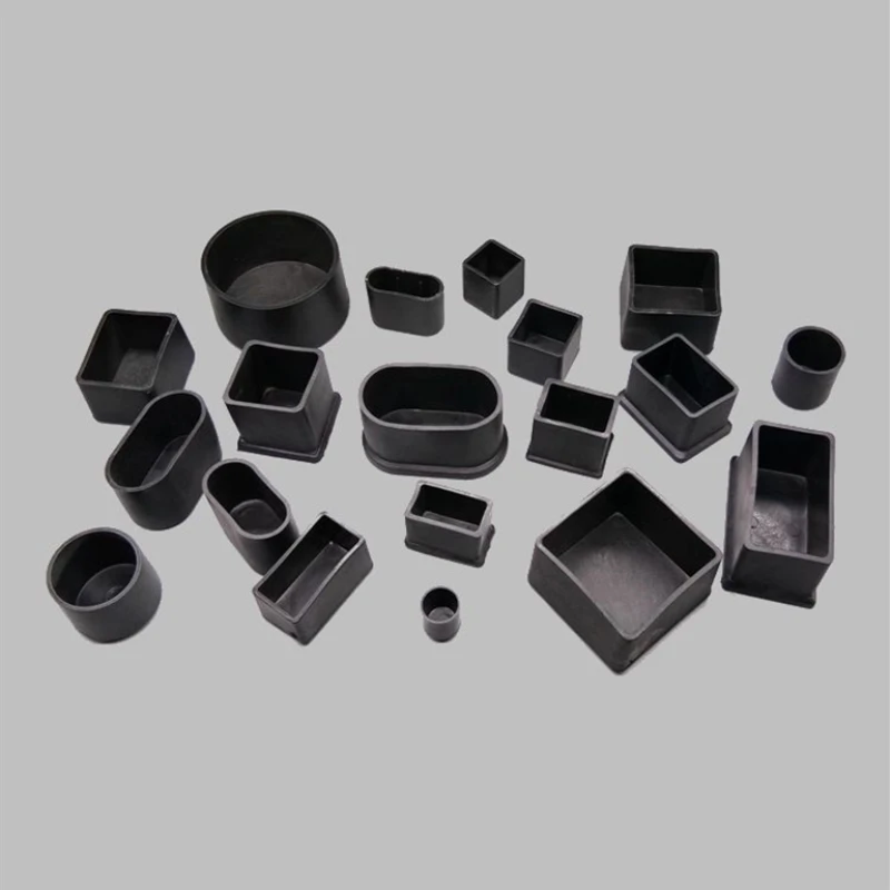 Black Square PVC Rubber Chair Leg Cap Chair Table Leg Furniture Pipe End Cap Table Leg Cap Anti-slip Floor Protection Pipe Plug