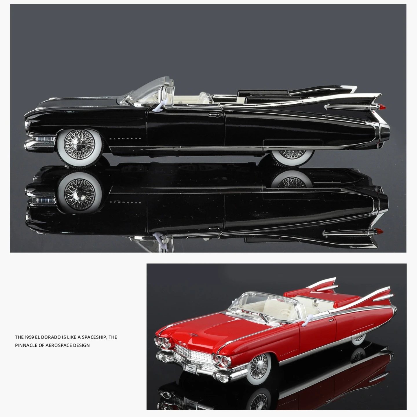 1:24 1959 Cadillac ELDORADO Big Rocket Alloy Model Car Diecasts Metal Model Simulation Sound Light Collection Toy Gifts