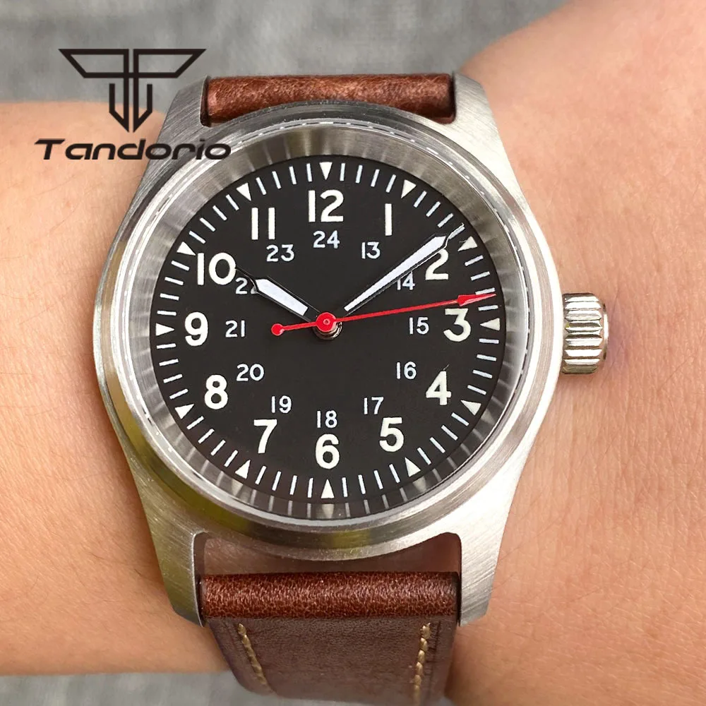 

Tandorio Automatic NH35 PT5000 36mm Fashion Pilot Watch for Men Ladies 20Bar Sapphire Glass Butterfly Clasp Screw Crown Luminous