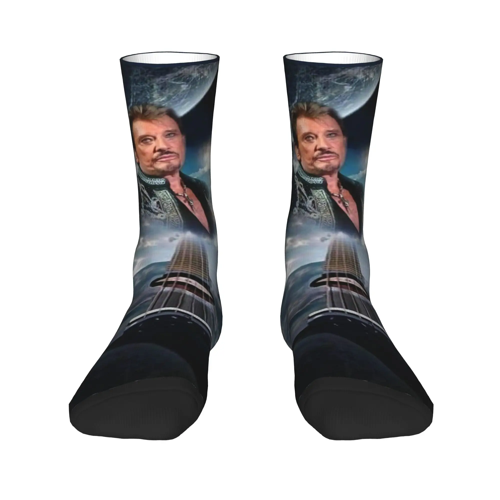 

Johnny Hallyday French Singer Dress Socks Mens Womens Warm Spring Summer Autumn Winter Heavy Metal Rock Crew Socks