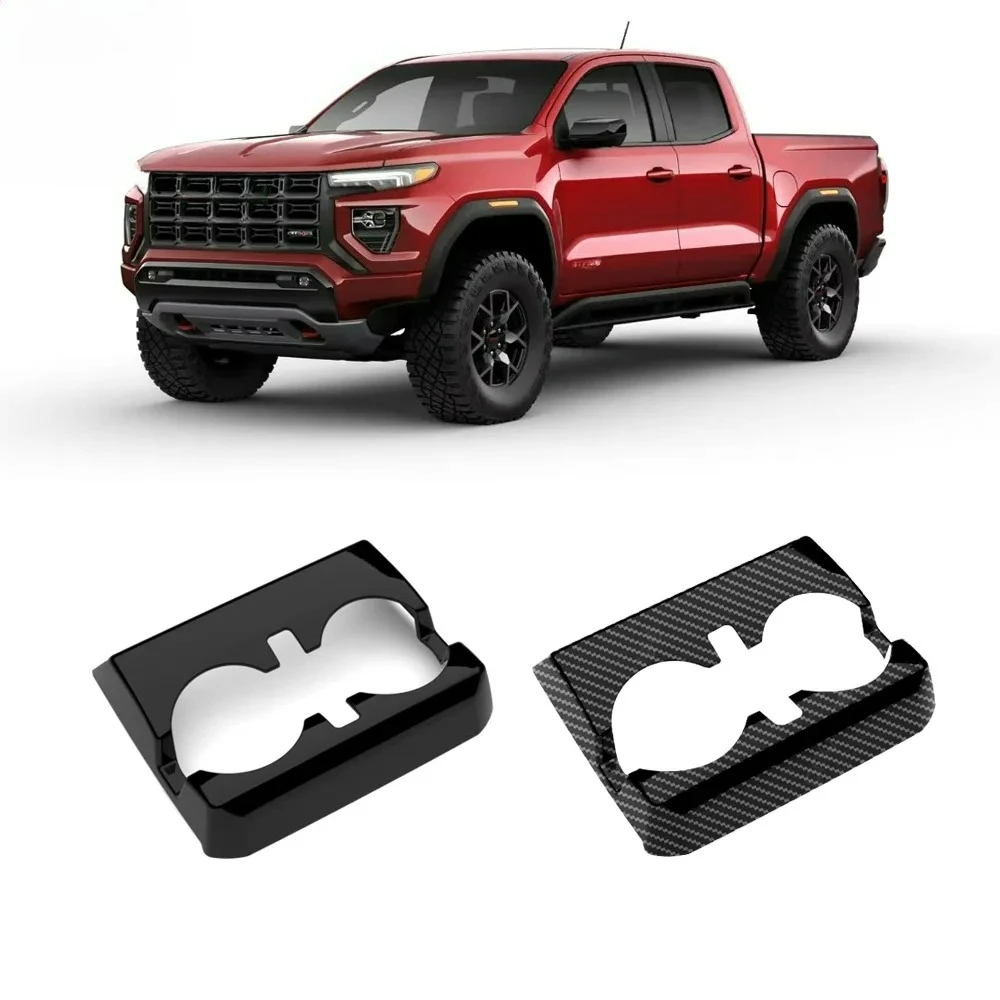 

For Colorado GMC Canyon 2023-2024 ABS Carbon Fiber Car Rear Row Cup Holder Trim Cover Accessories