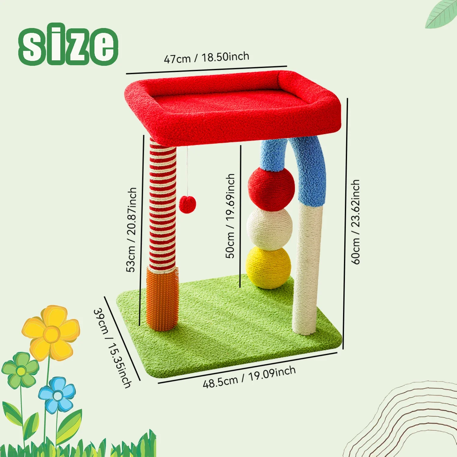 

Кошачья лесенка для котят, игровой комплекс с когтеточкой, современная мебель для кошек с подвесными шариками для игр и отдыха, красочная игровая рама для лазания.