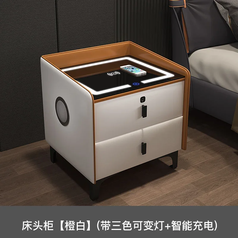 Compact Storage Nightstand Modern Mobile Bedside Cabinet Multifunctional Dresser Organizer for Bedroom Indoor Home Furniture