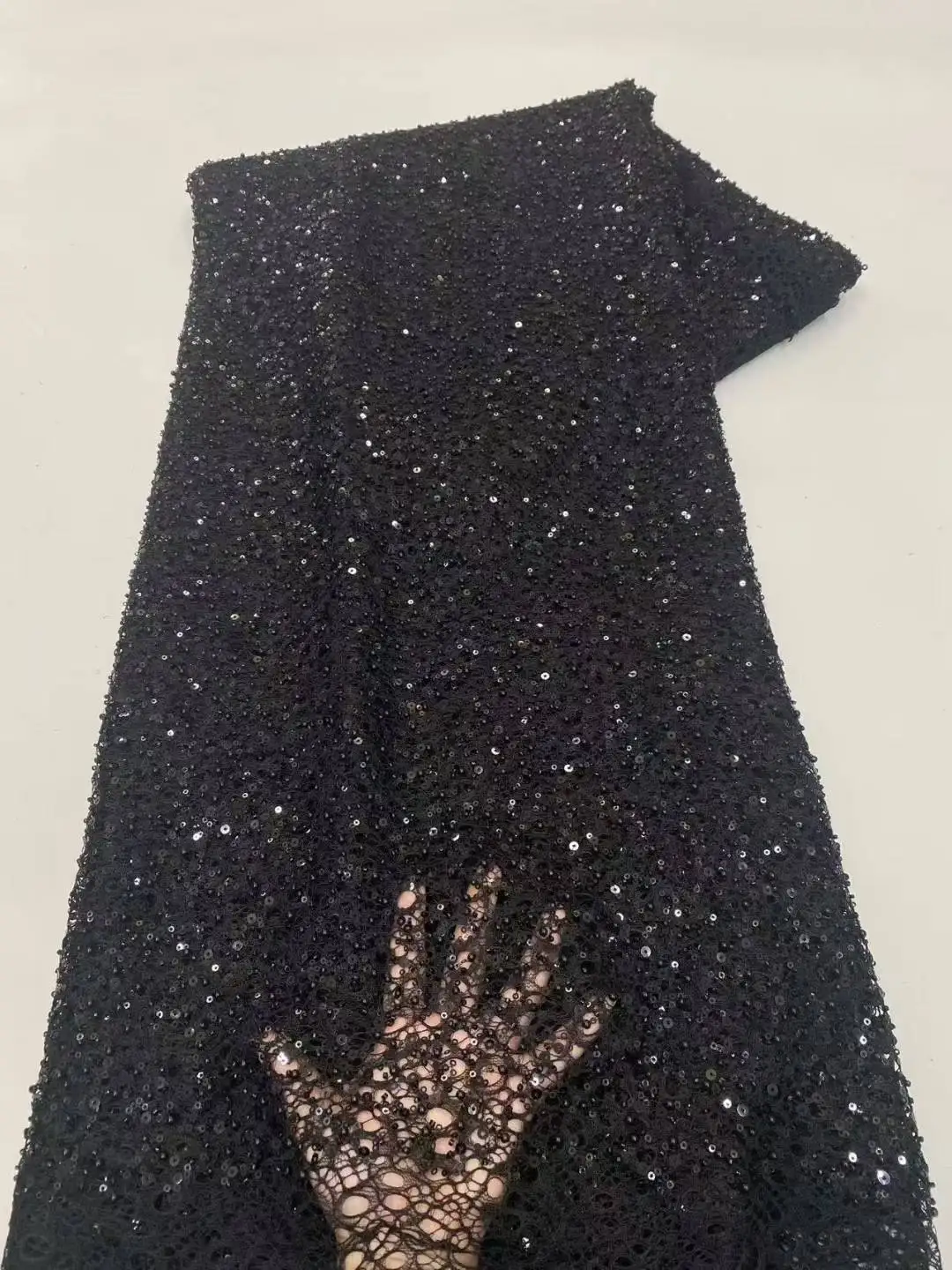 

Luxury African Sequins Beaded Lace Fabric 2025 High Quality Groom Nigerian Wedding Bridal Embroidery French Mesh Lace Sewing