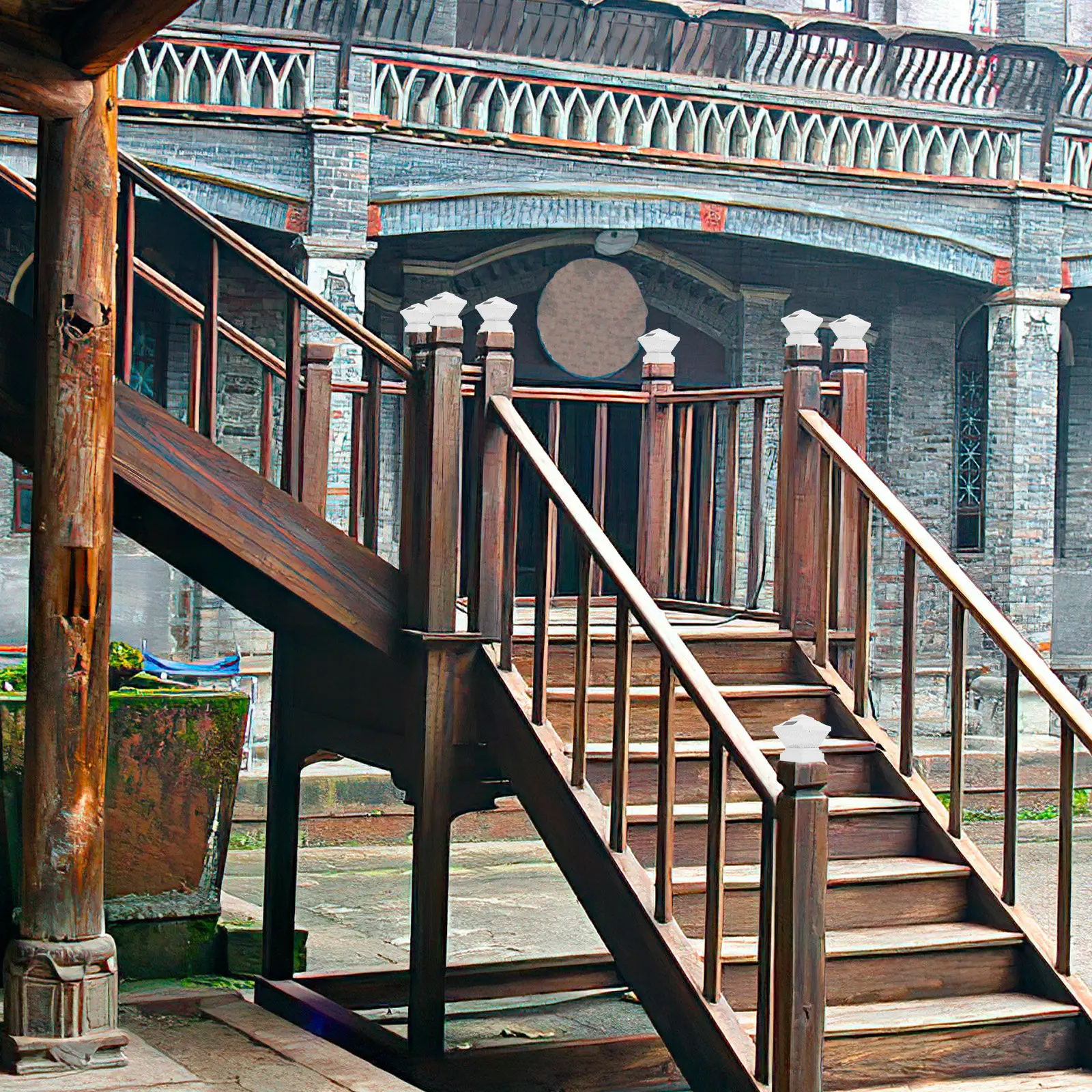 

Солнечные светильники для террасы, уличные солнечные фонари для забора, патио, сада, декоративные, без проводки, яркие