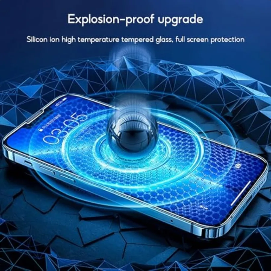 عبوتان من واقي الشاشة المضاد للضوء الأزرق لهاتف iPhone 14 Pro Max HD Clear Blue Light لحماية العين من الزجاج المقسى