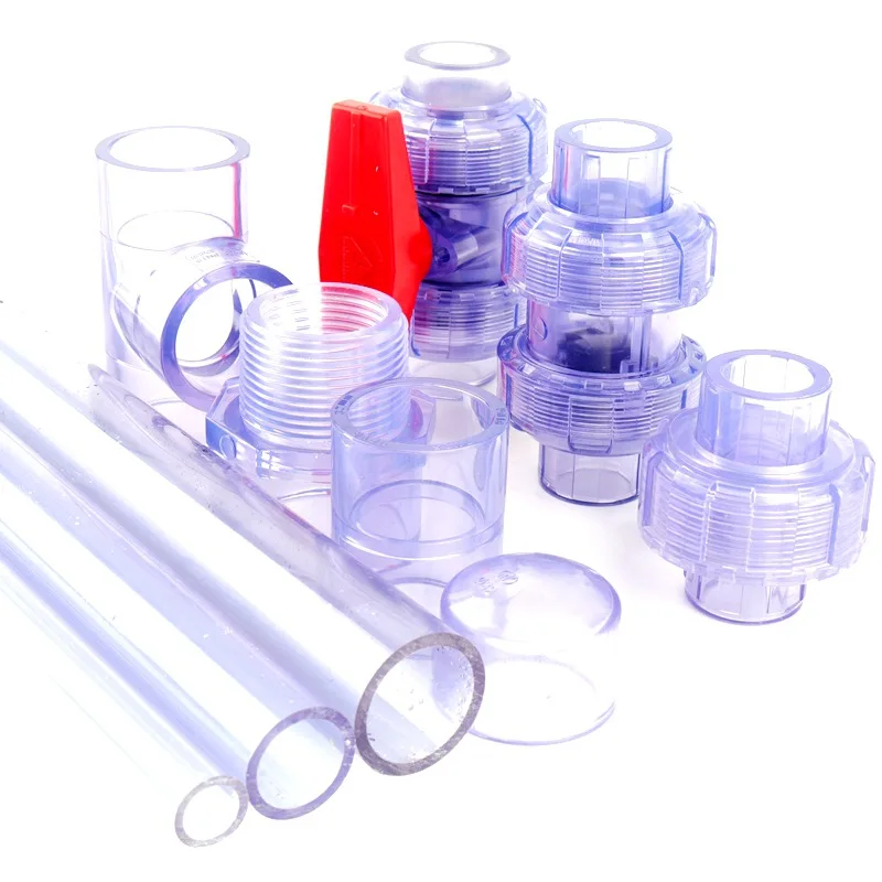 2pcs/Lot 20/25/32/40/50mm Blue Transparent U PVC Pipe Connectors Aquarium Fish Accessories Clear Ball Valve Quick Fittings