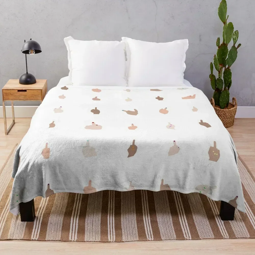 

Middle Fingers With Colored Nails Throw Blanket Wrinkle Resistant Lightweight Blanket
