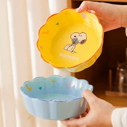 Cartoon Snoopy ciotola per zuppa in ceramica a forma di fiore da 6 pollici resistente alle alte Temperature insalatiera per spaghetti istantanei di grande capacità da 500Ml