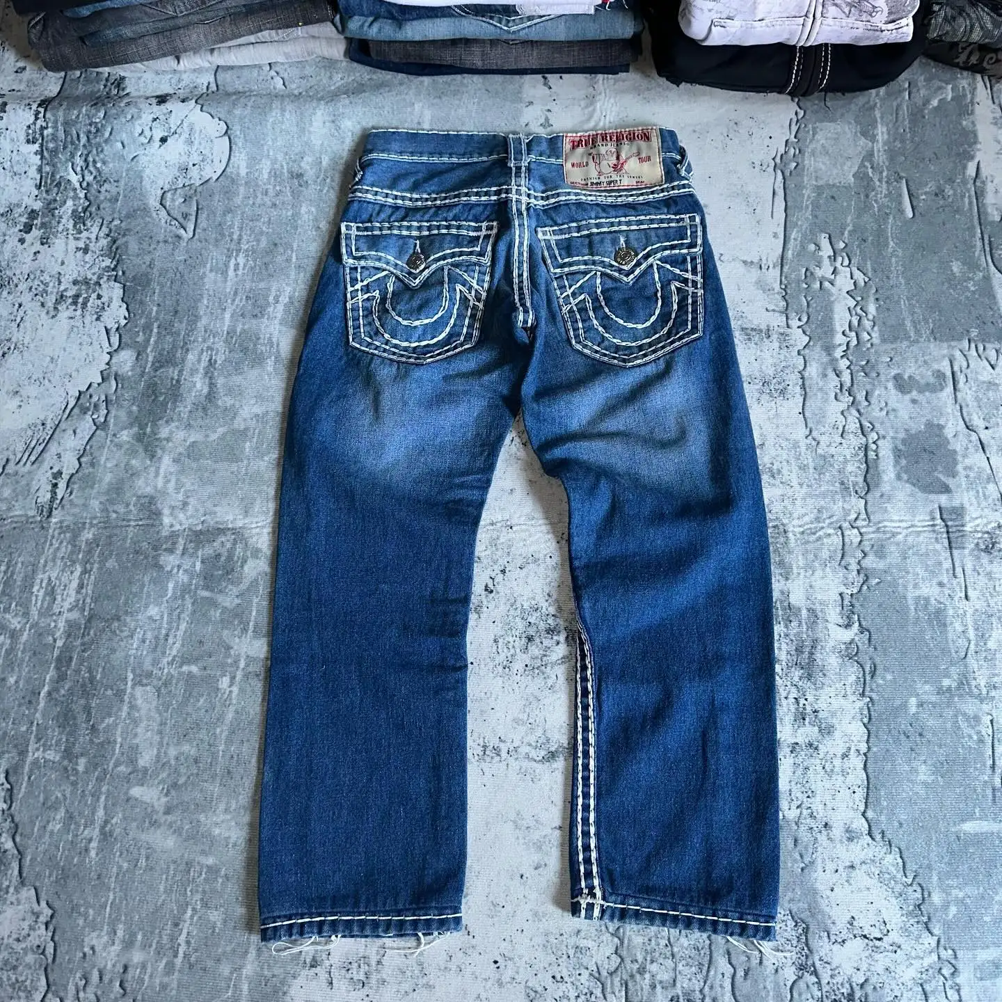 High Street Jeans bordir Hip Hop pria, pakaian Jeans kasual lurus dan serbaguna untuk lelaki