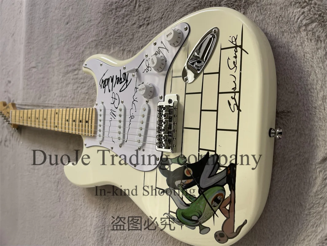 Cream electric Guitar Stra Guitar Ghost Decal Maple Frets 22 Frets Chrome bridge support for customization