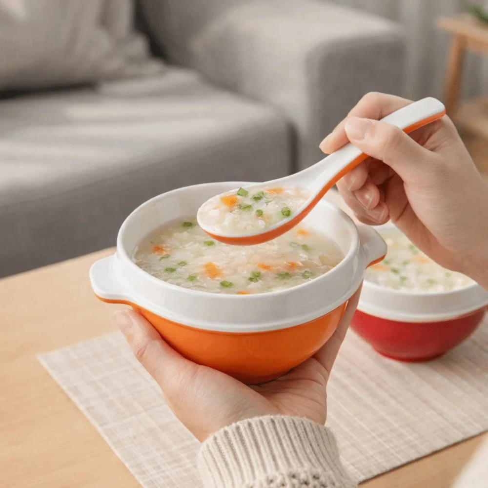 2 pieces Break-Resistant Melamine Rice Bowl Anti Scalding Thickened Double Ear Bowl Two Color Splicing