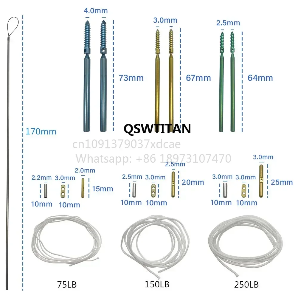 2026 NEW Titanium Threaded Suture Anchor System Lateral Sutures With Crimp Set . Instruments Veterinary