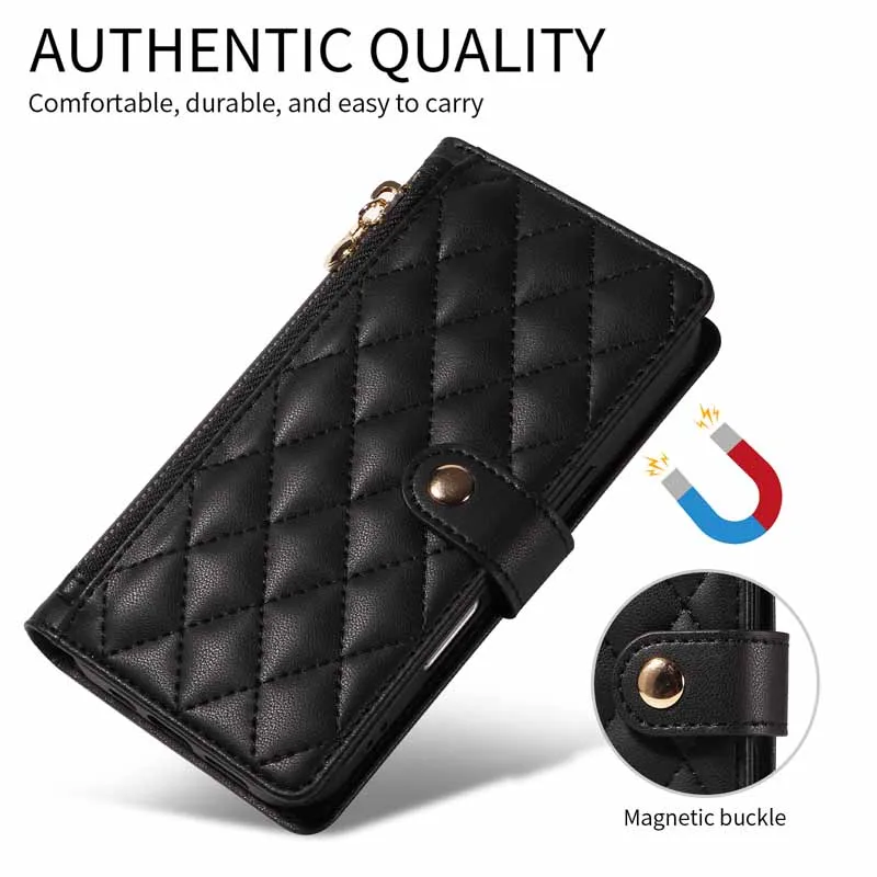 Flip Wallet Zippered Case For OPPO Reno 11 12 13 F 14 Pro Reno14 Reno13 FS 11F 12F 13F 14F 4G 5G Leather Card Slot Phone Cover