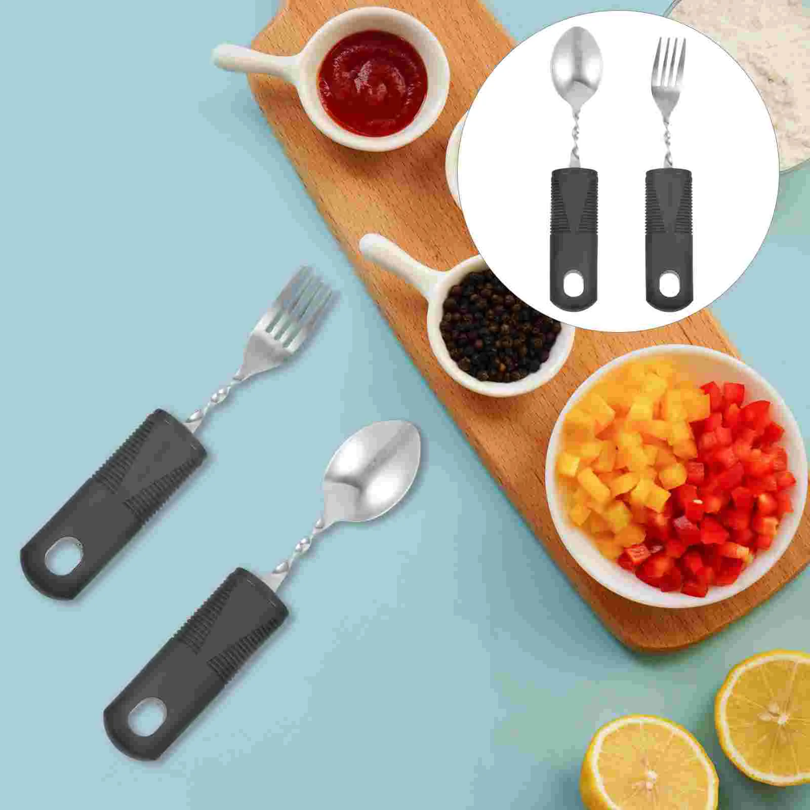 Bendable Fork and Spoon Convenient Tableware Kit Adaptive Utensils Serving Elderly Stainless Steel Multi-use