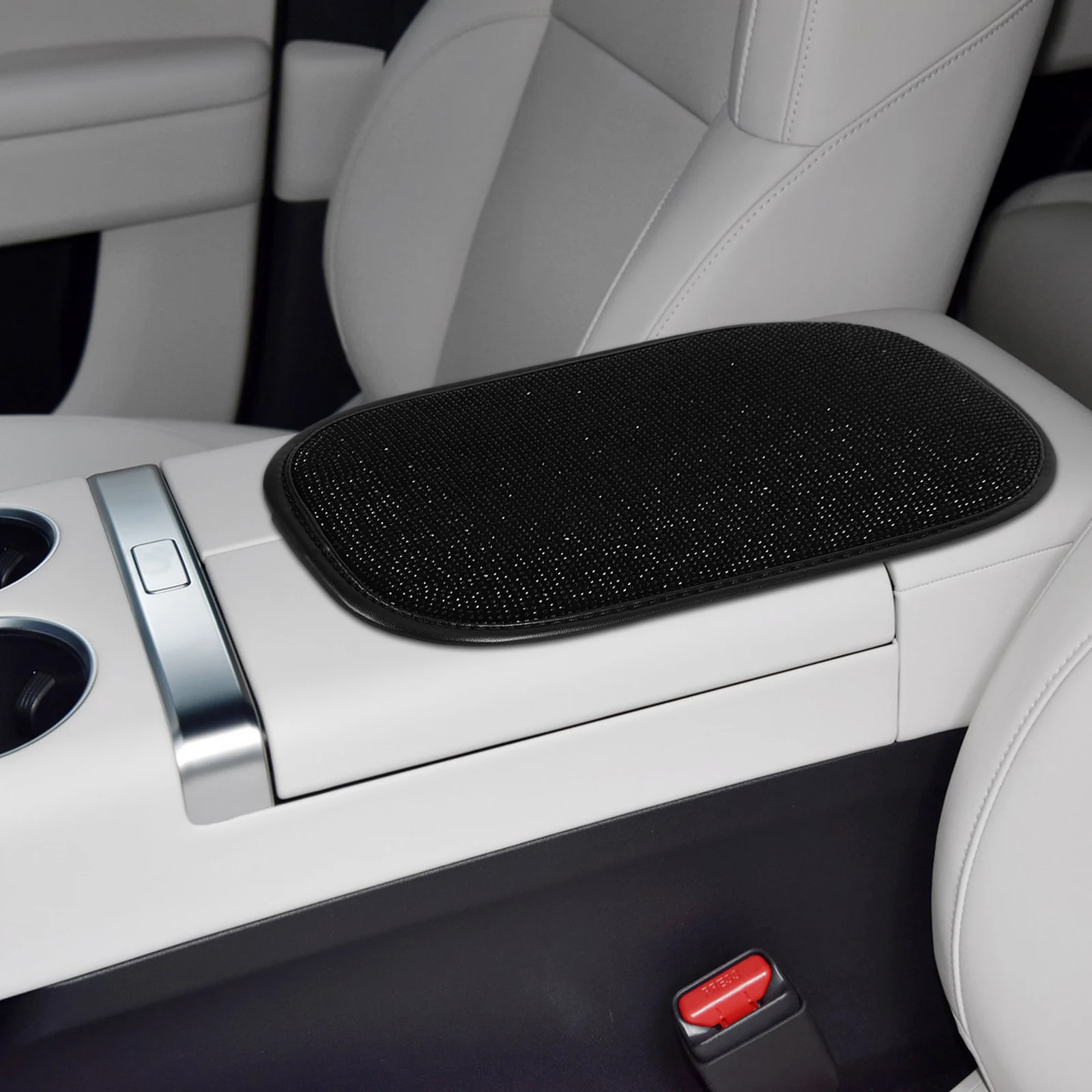 

Rhinestone Bling Car Armrest Cover Cushion Seat Box Pad Center Console Cover Universal Durable Easy Install Adjustable Chic