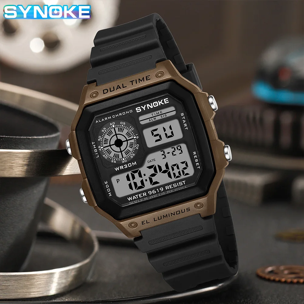 SYNOKE Digital Watches Men Sports Luminous Multifunction Waterproof Chrono Wristwatch Outdoor and Running Student Seven Light