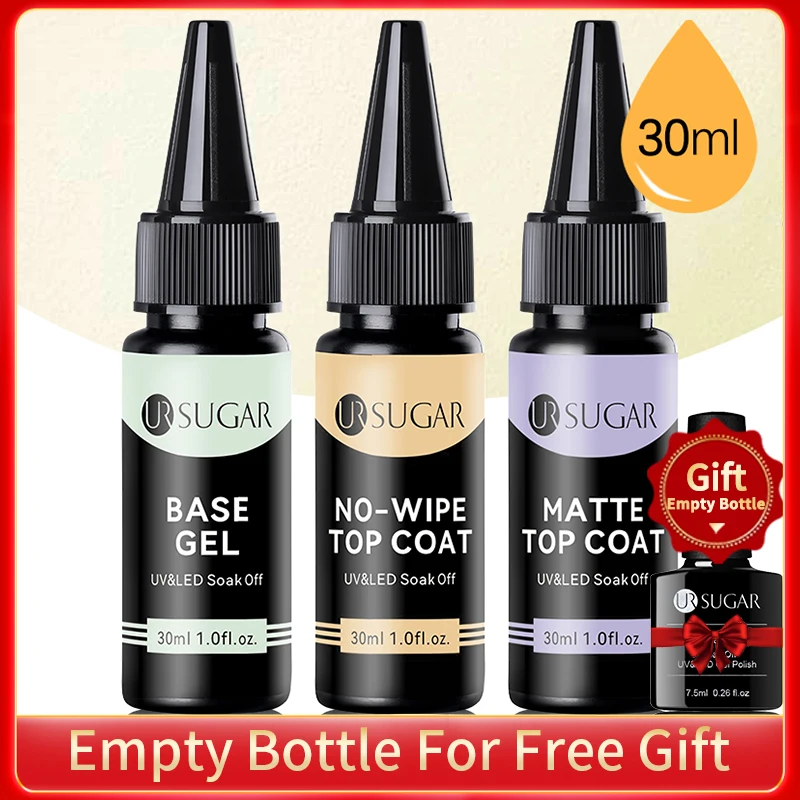 UR SUGAR 30ML Base Gel No Wipe Top Coat Matte Top Coat Refill Package Nail Art Soak Off UV LED Gel Polish Manicure Super Quality