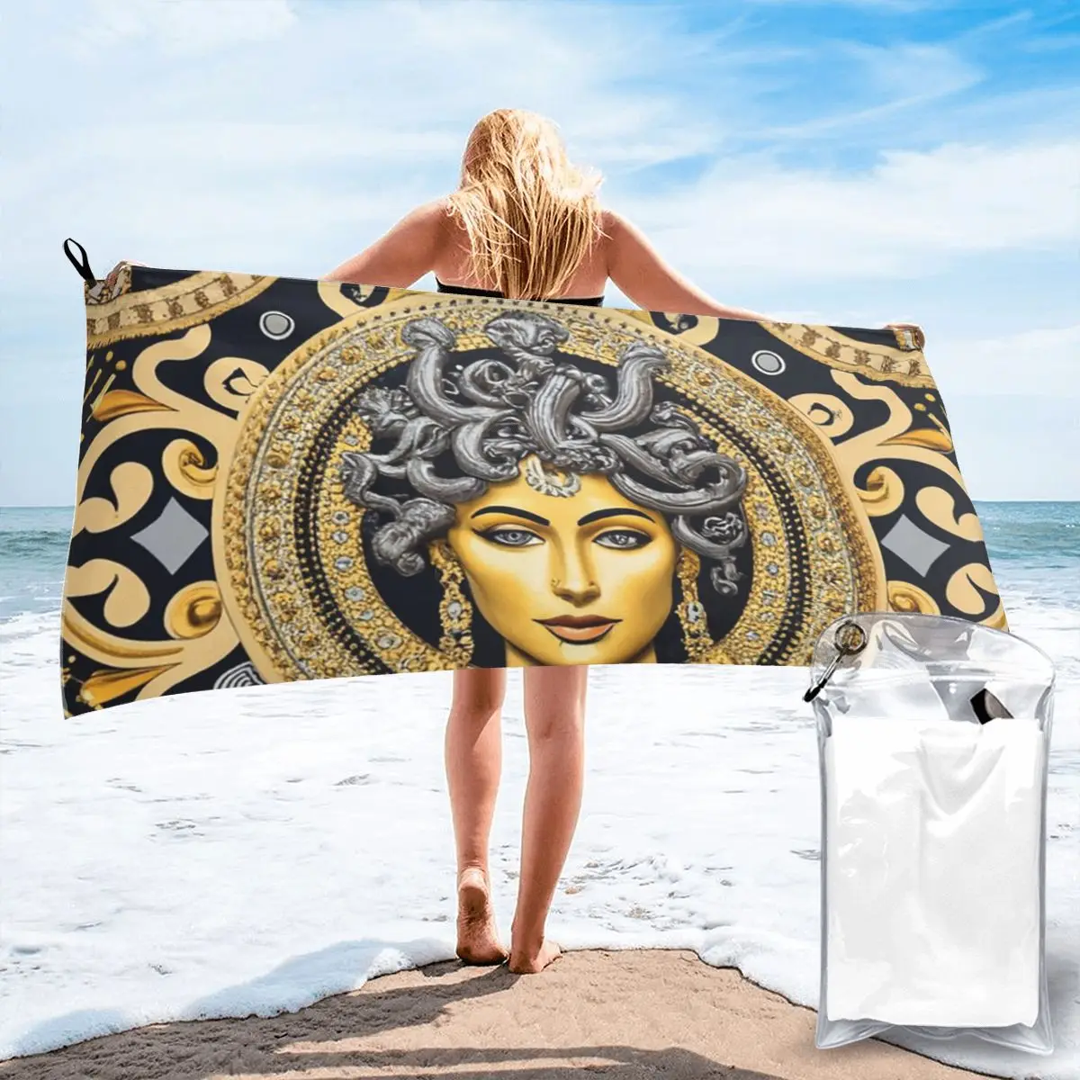 Ancient Greece Medusa Gorgon Vintage Style Beach Towel Soft Microfiber Quick Dry Absorbent Quick Towels For Pool