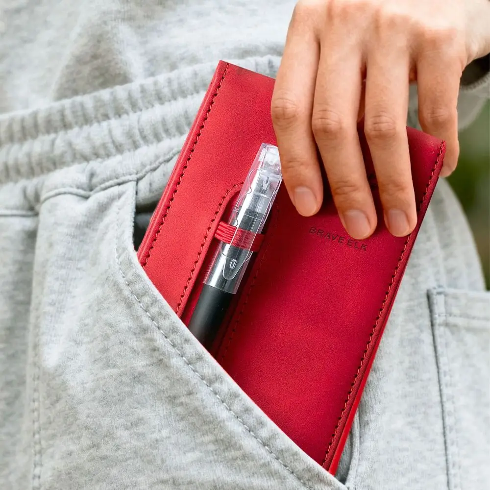 Multi-functional A7 Pocket Notebook Leather Cover Horizontal Line A7 Notebook Portbale Mini Notepad Business