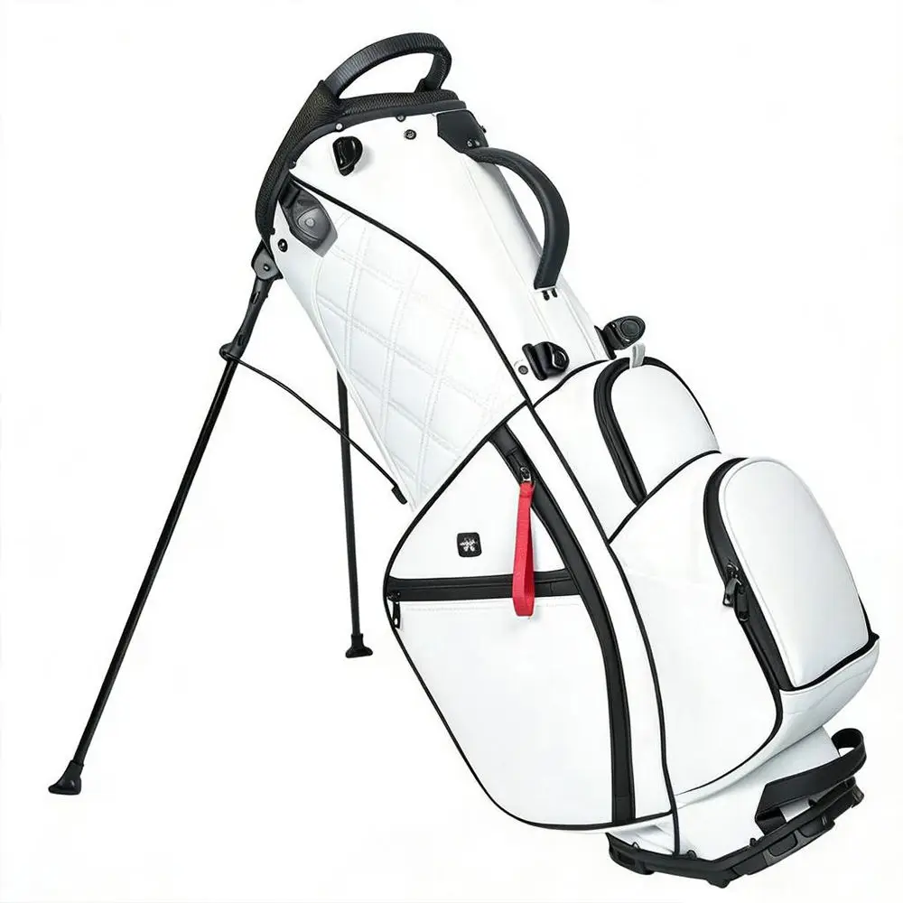 Professional 5 Way Waterproof PU Leather Durable Polyester Golf Stand Bag Black Light Gray Golf