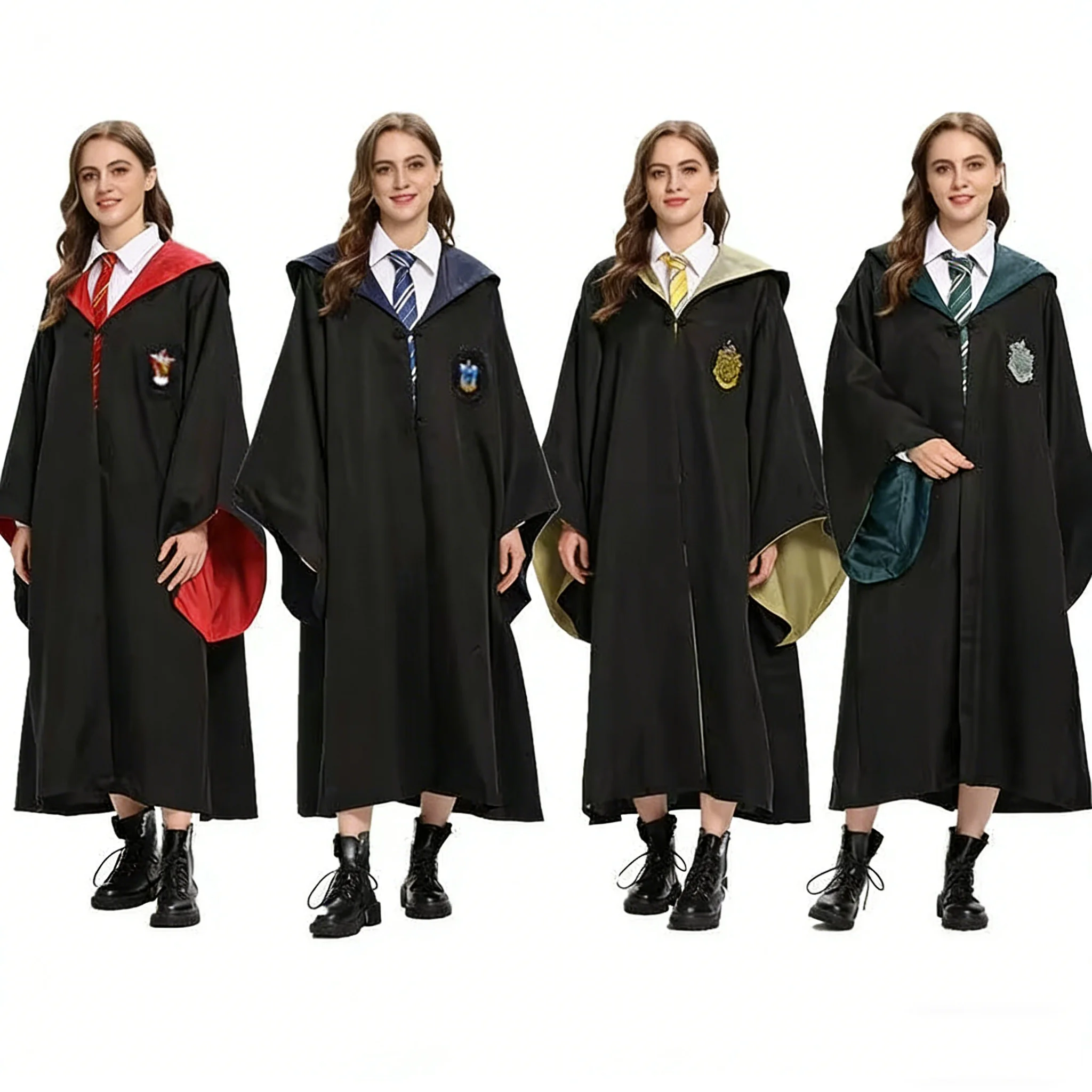 S-XXL Volwassen Harries Cosplay Magic Cape Mantel Robe Potters Hermelien Griffoendor Vakantie Halloween College Kostuum Accessoires Cadeau - afbeelding 2