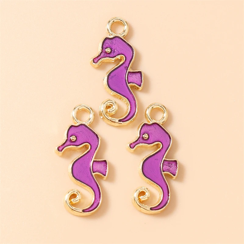 20 Stück 10x22mm Cartoon Tier Charms Emaille Seepferdchen Charms Anhänger für Schmuckherstellung Halsketten Ohrringe DIY Bastelzubehör – Detail 6