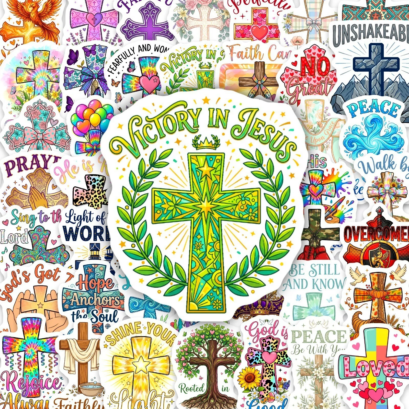 50PCS Colorful Cartoon Cross Sticker Exquisite Fashion Sticker for Phone Computer Notebook Stationery DIY Toys Secret