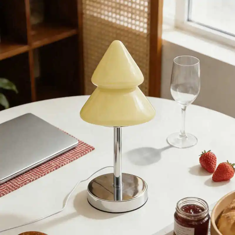 

New Style Nordic Mid-Century French Creative Christmas Tree Glass Table Lamp Girlish Bedroom Bedside Desktop Ambient Decorative