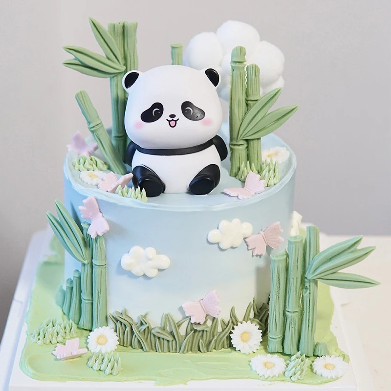 Panda LED Night Light Living Room Cute Panda Plastic Lamp Bedside Decor Creative Kids Night Light Birthday Gift Cake Decor