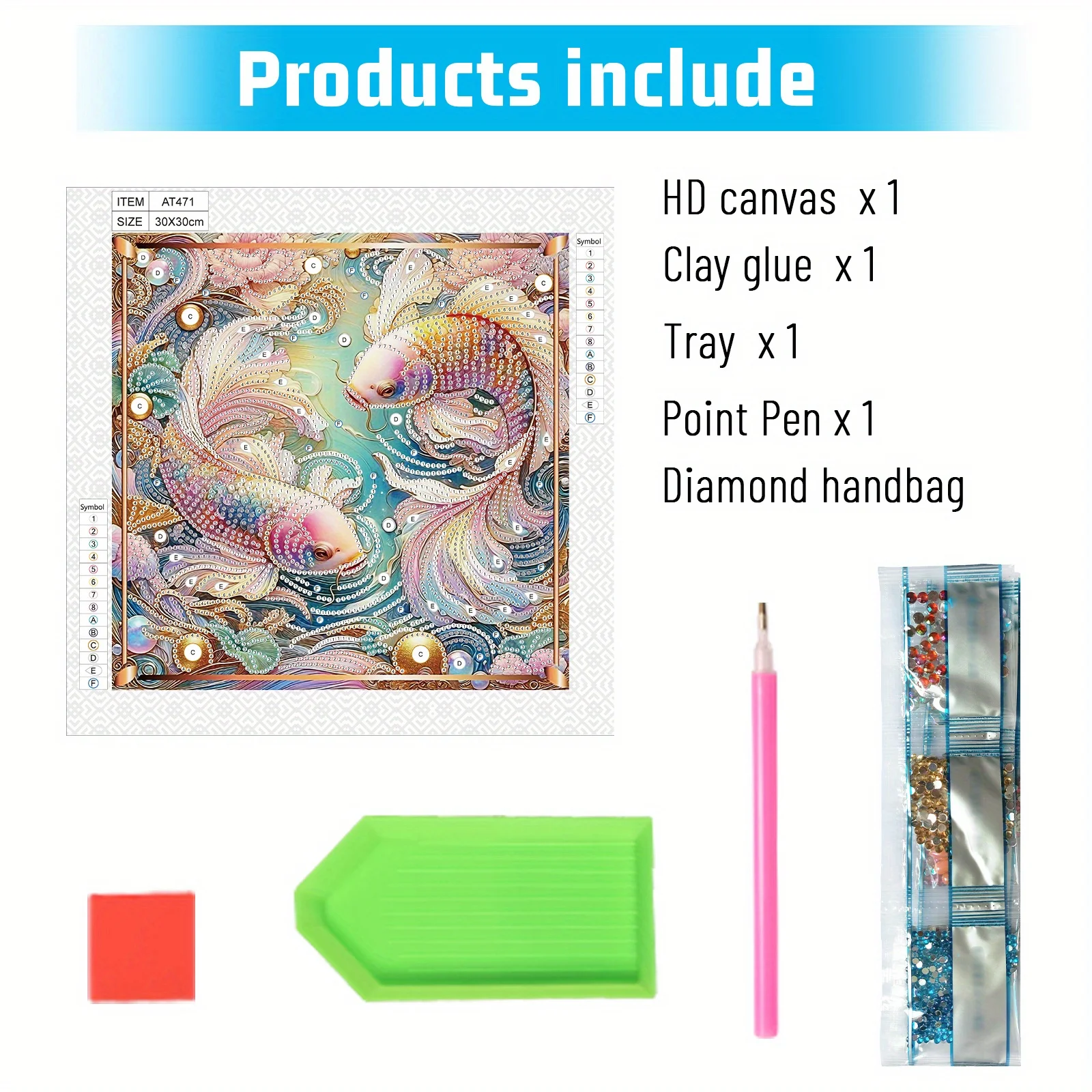DIY Colorful Koi Fish 5D Special Shape Diamond Art Kits for Beginners,Diamond Art Painting Kits for Home Wall Decoration Gift