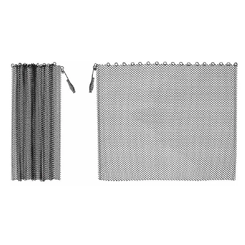 

ABUH-Fireplace Screen Mesh Curtain 2 Pcs-For Wood-Burning Fire Stove Spark Guard Chain 20" X 24" Fireplace Mesh