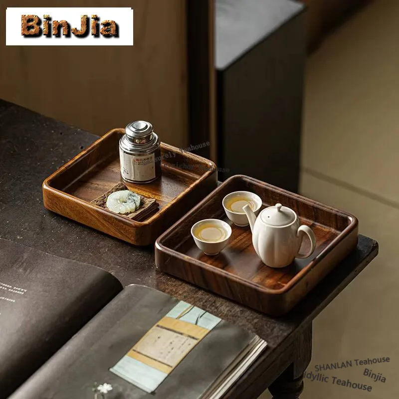 

Walnut Wooden Serving Tray Square Bamboo Serving Tray Food Tableware Tray For Dinners Party Tea Bar Board Serving Tray Food Tray