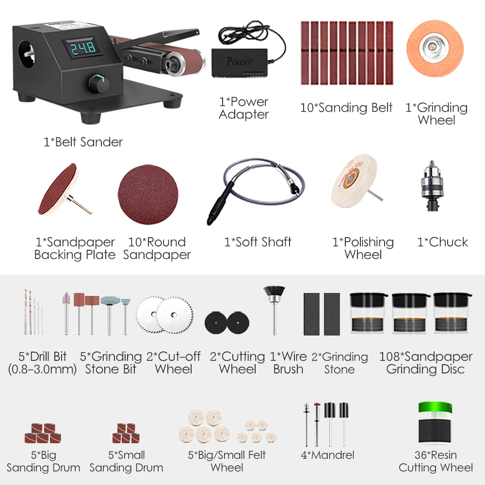 Electric Sanding Polishing Grinding Sand-belt Machine Stepless Speed Regulation 350W Vertical & Horizontal Grinding Belt Sander