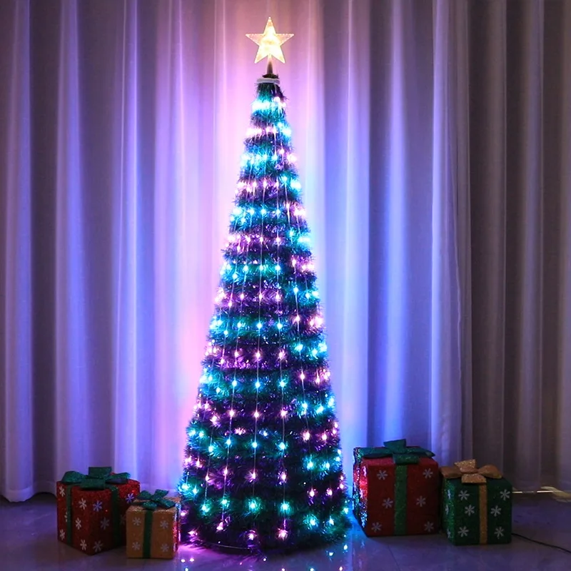 

1.8M DIY Color Changing LED Lighting Optical Fiber Luxury Christmas Tree Warm Light Xmas Tree for Home Wedding Party Decoration