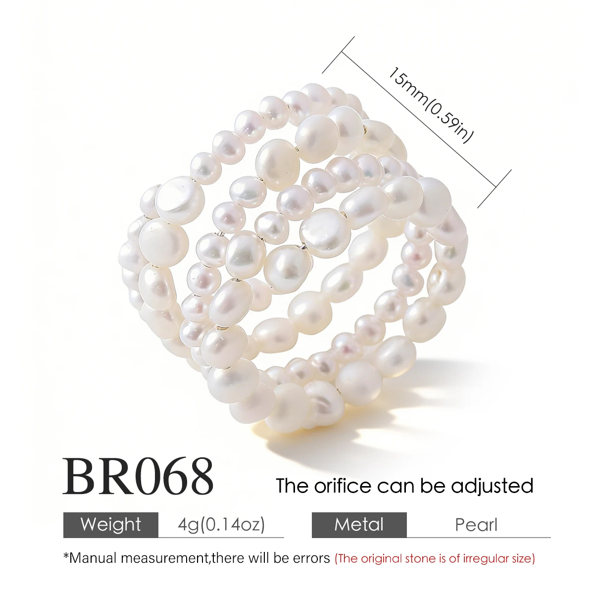 Natural Freshwater Pearl Ring Adjustable Stackable Multi-Layer Rings Gift For Women Minimalist Fashion Jewelry High End Jewelry