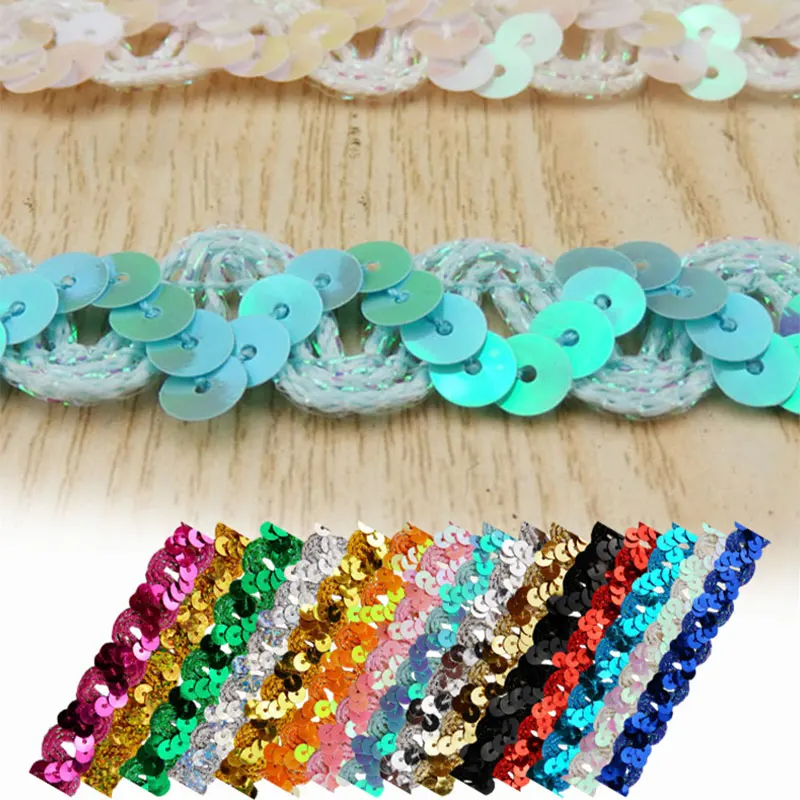 

11m S Shape Sequin Lace Trim Glitter Ribbon for Garments Hat Sewing Decoration DIY Handmade Shiny Sequins Craft Accessories