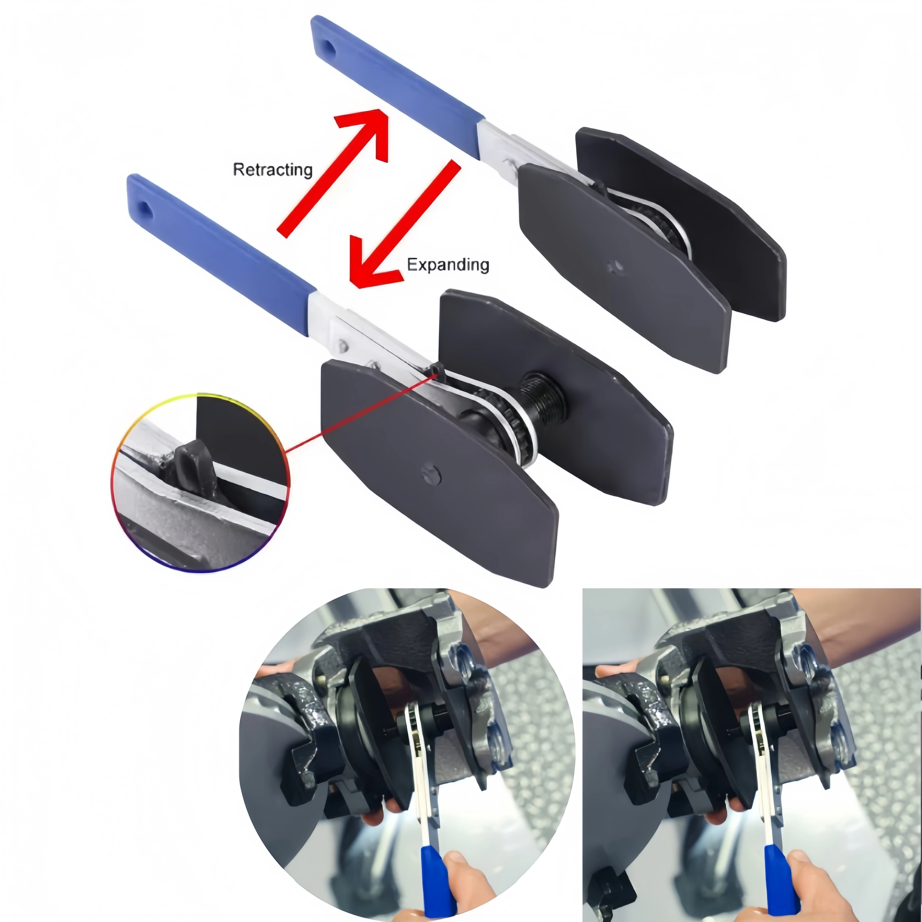 

Universal Car Brake Caliper Tool Ratchet Spreader Press Kit Single Twin Quad Piston Rewind Set Pad Disc Repair