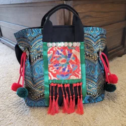 Summer women bags Vintage embroidered canvas bags Handmade tassel women shoulder bags Ethnic bag