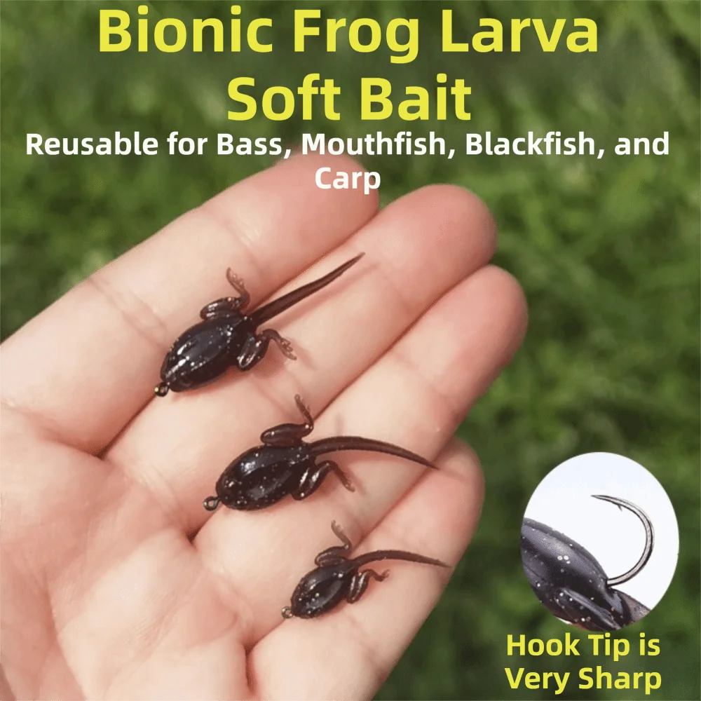 With Hooks Bionic Tadpole Fishing Lures Frog Cub Design Highly Realistic Artificial Soft Bait Box Packaging