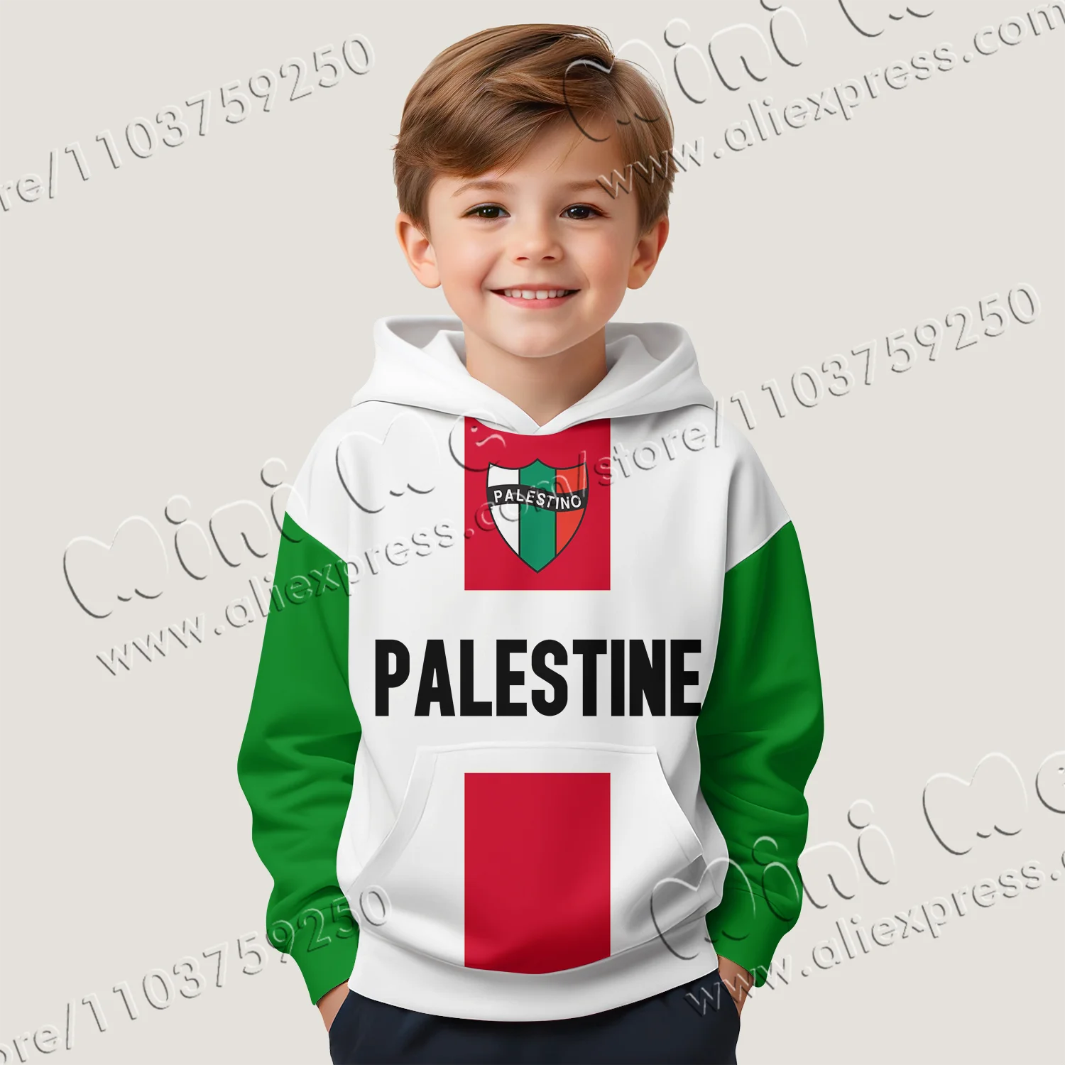 Spring and Autumn New Hot Selling 3D Printed Palestine jersey Hoodie Children\'s and Boy\'s Casual Street Top Man\'s Daily design