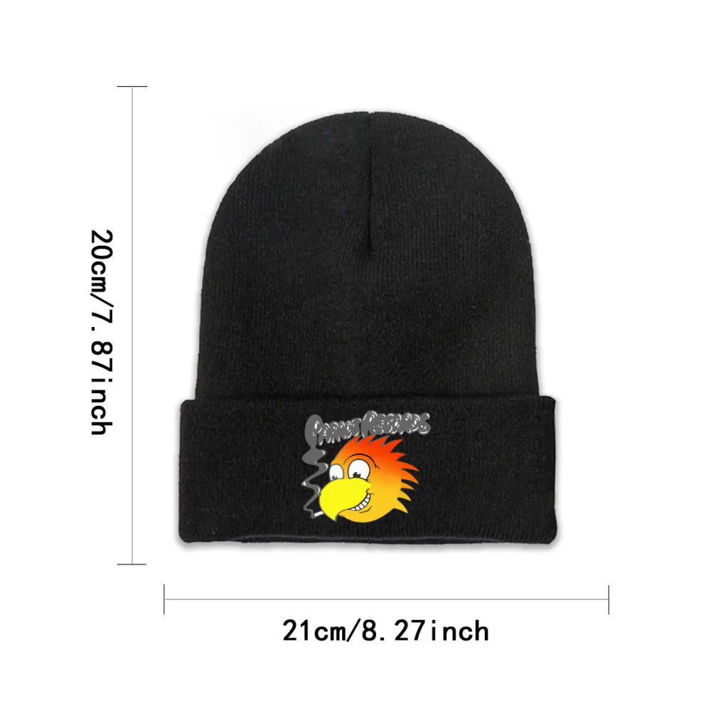 Knit Hat Parrot Animal Winter Warm Beanie Caps Records Retro Design Remastered Classic Men Women Fashion Casual Bonnet