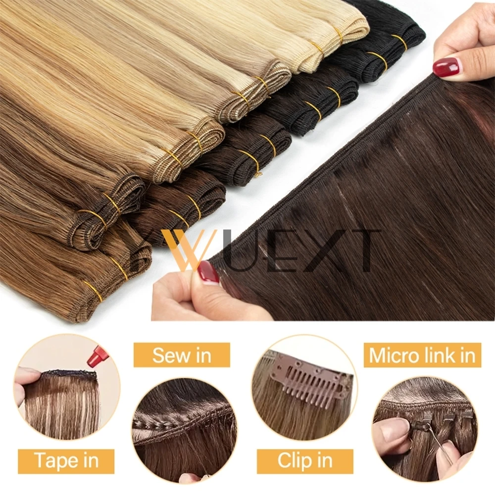 لحمة شعر بشرية ملحقات مستقيم 12 "-24" بوصة آلة ريمي وصلة إطالة شعر طبيعي 50 جرام/الحزمة يمكن نسج الشعر المجعد