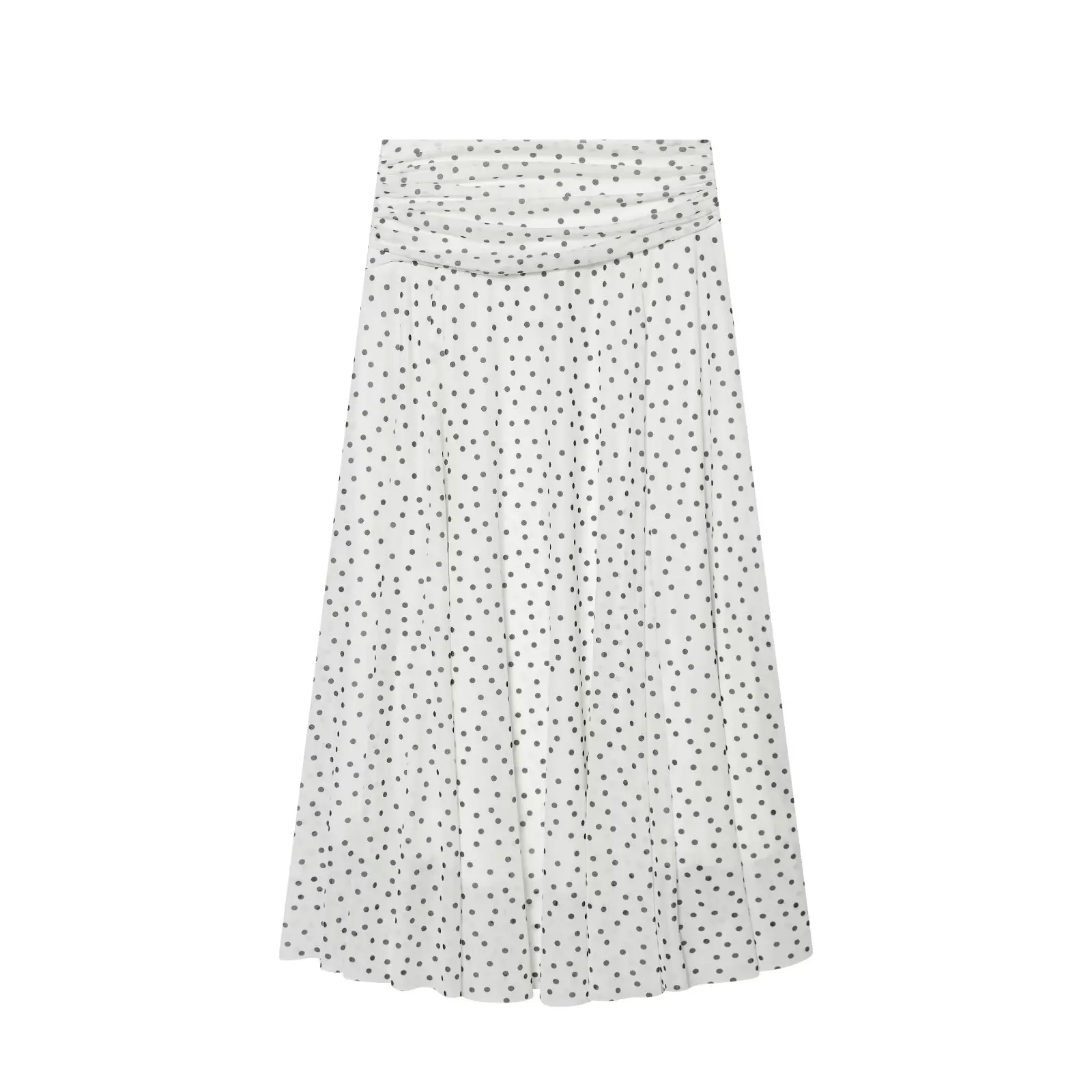 2026 New Spring Summer Women's Sweet Polka Dot Ruffles A-line Long Midi Skirts Lady Vintage Elegant Folds Pleated Layered Skirts