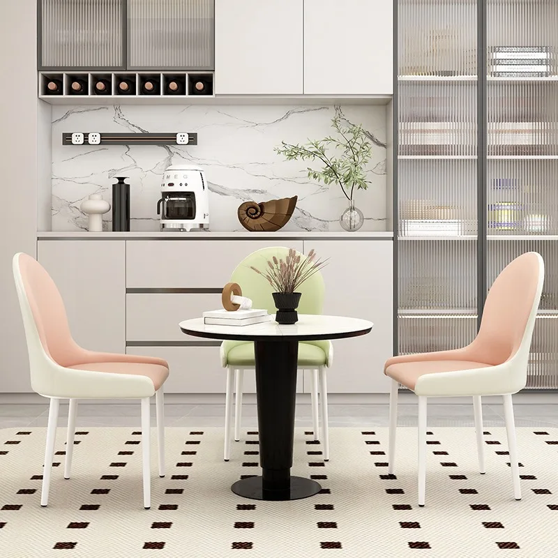 

Faux Leather Dining Chair Designer Cushion Simple Luxury Accent Dining Chair Office Vanity Wooden Sillas Para Comedor Furniture