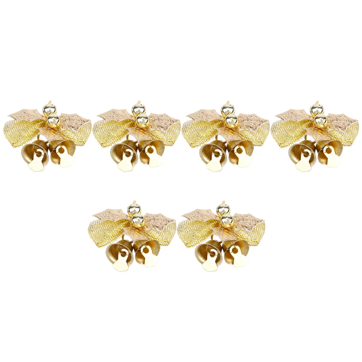 

6Pcs Christmas Tree Bows Gold Fabric Bows Mini Bells Decoration Xmas Bowknot Ornaments Holiday Decor Xmas Tree Bowknot