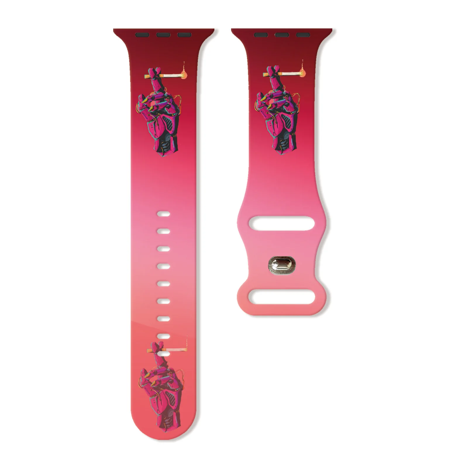 

Abstract Palm Pattern Series Print Watchband for Apple Watch 11/10/SE, Soft Waterproof Replacement Silicone Band 45mm/44mm/42mm